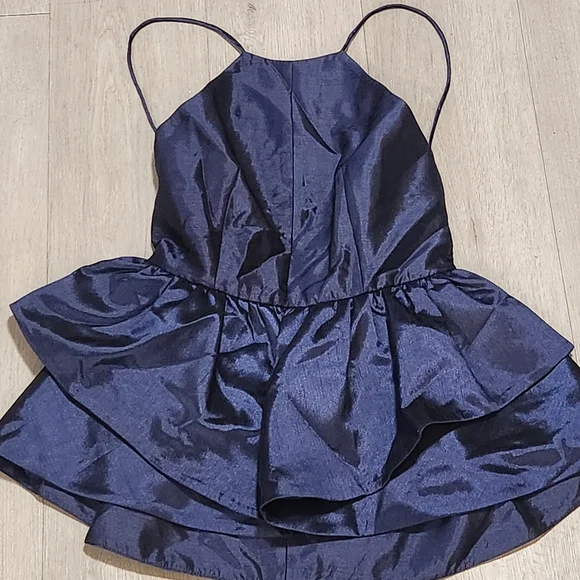 Lulu’s Navy Ruffle Peplum Party Top – Size M. Peplum,party, Glam. Shimmer. - Picture 1 of 6